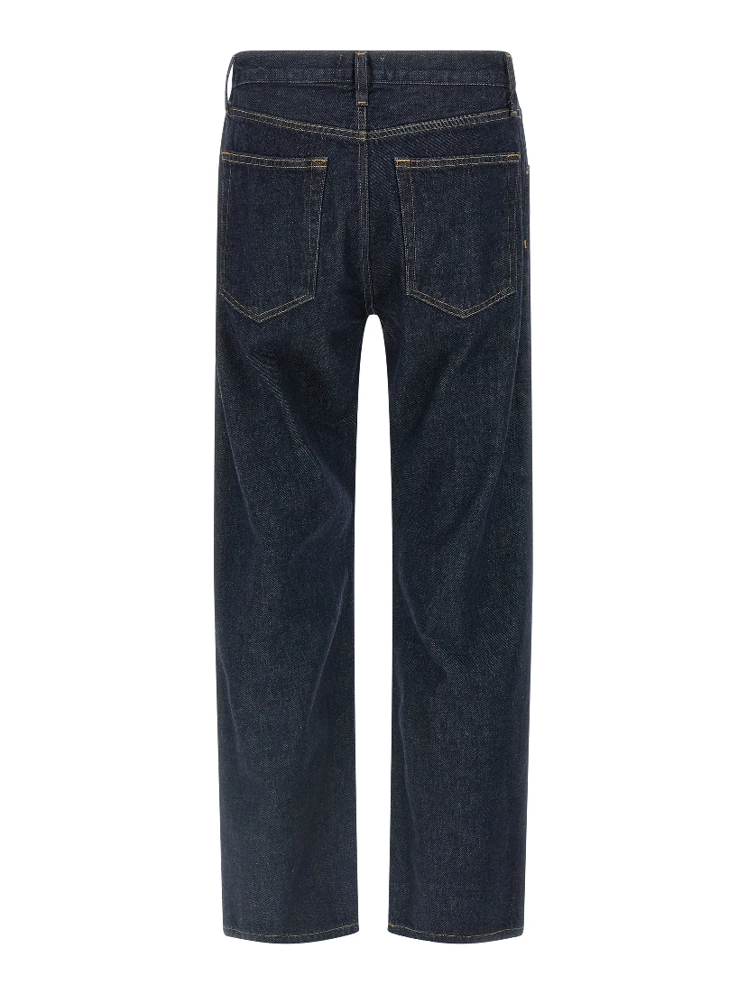 Blue Cotton Straight-Leg Jeans