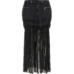 Black Silk Midi Skirt