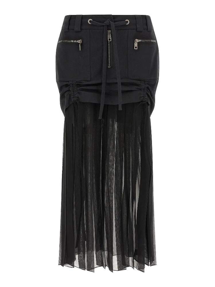 Black Silk Midi Skirt