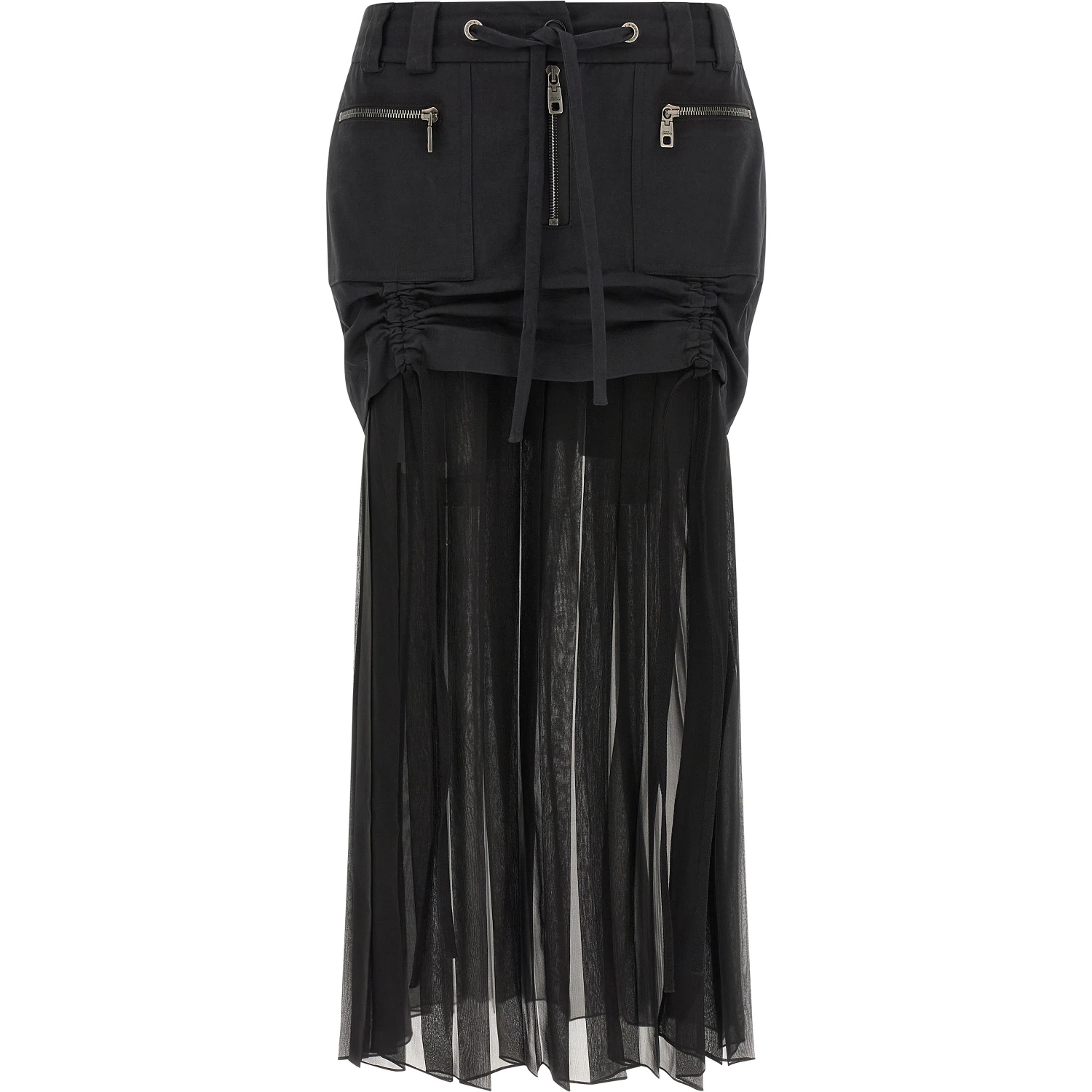Black Silk Midi Skirt