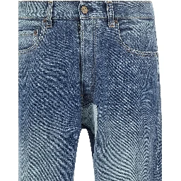 Blue Cotton Straight-Leg Jeans