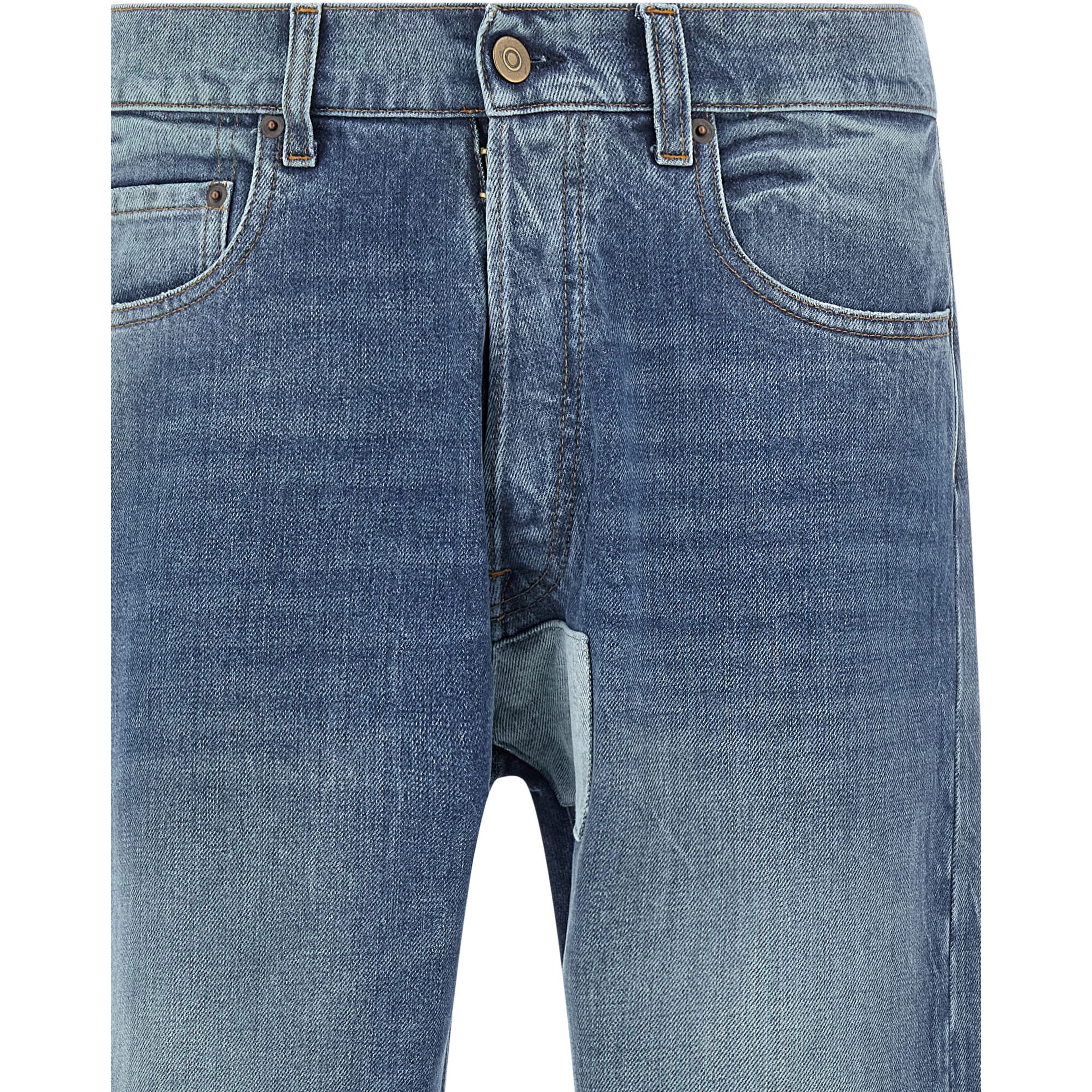 Blue Cotton Straight-Leg Jeans