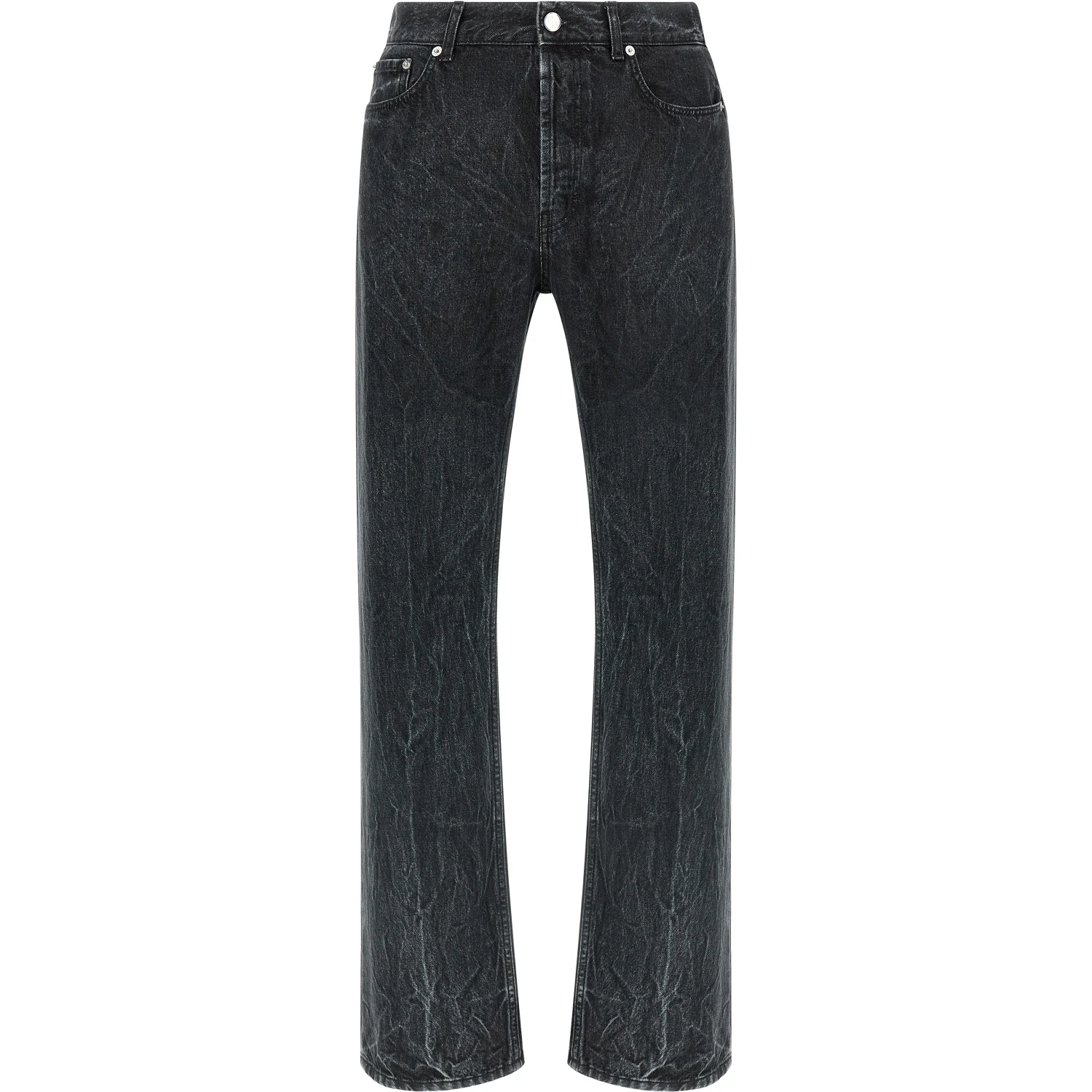 Black Cotton Straight-Leg Jeans
