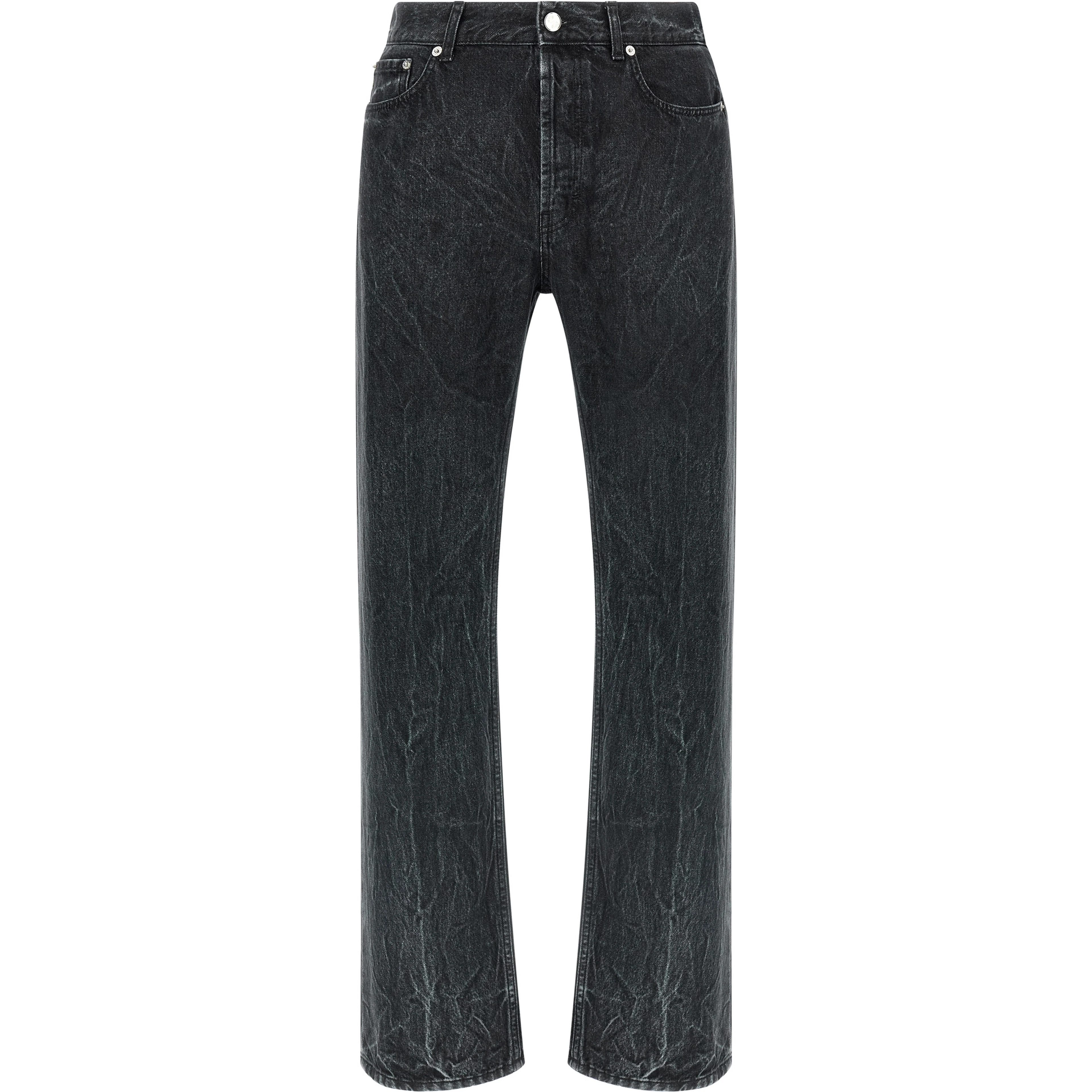 Black Cotton Straight-Leg Jeans