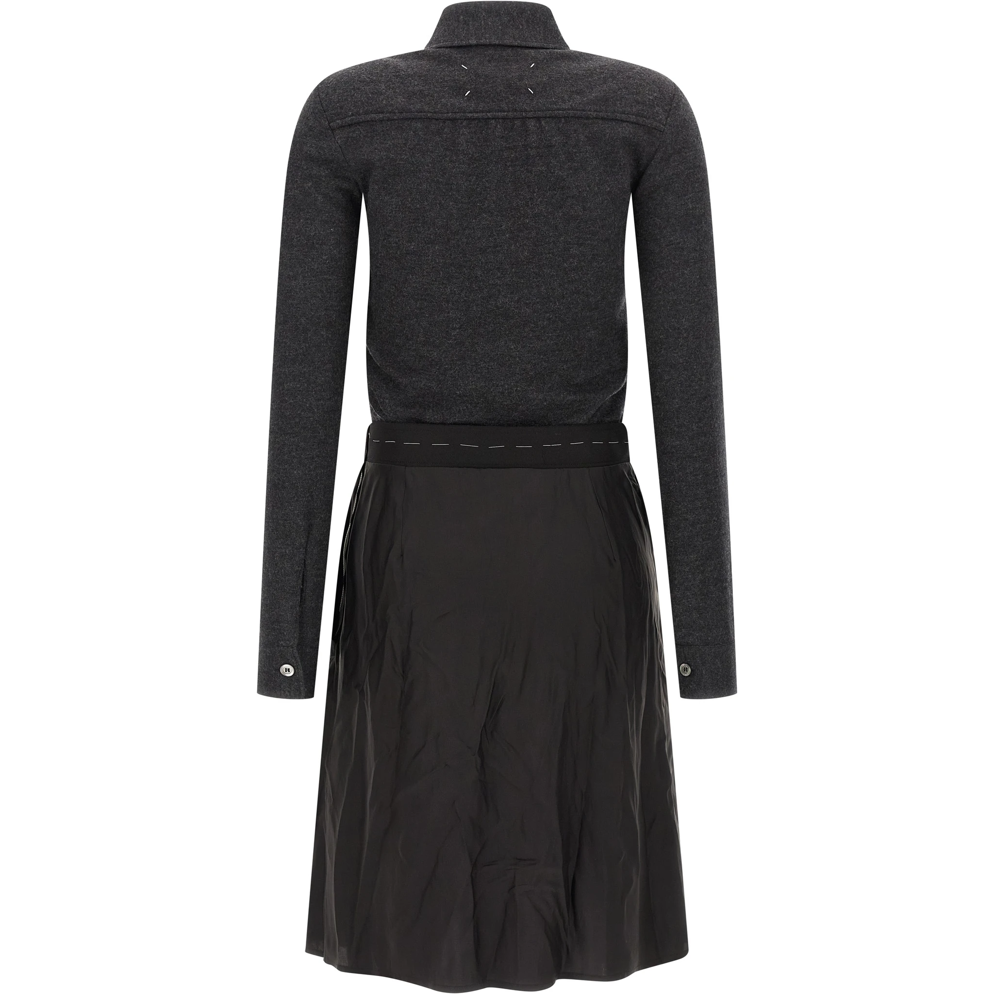 Gray Virgin Wool Midi Dress