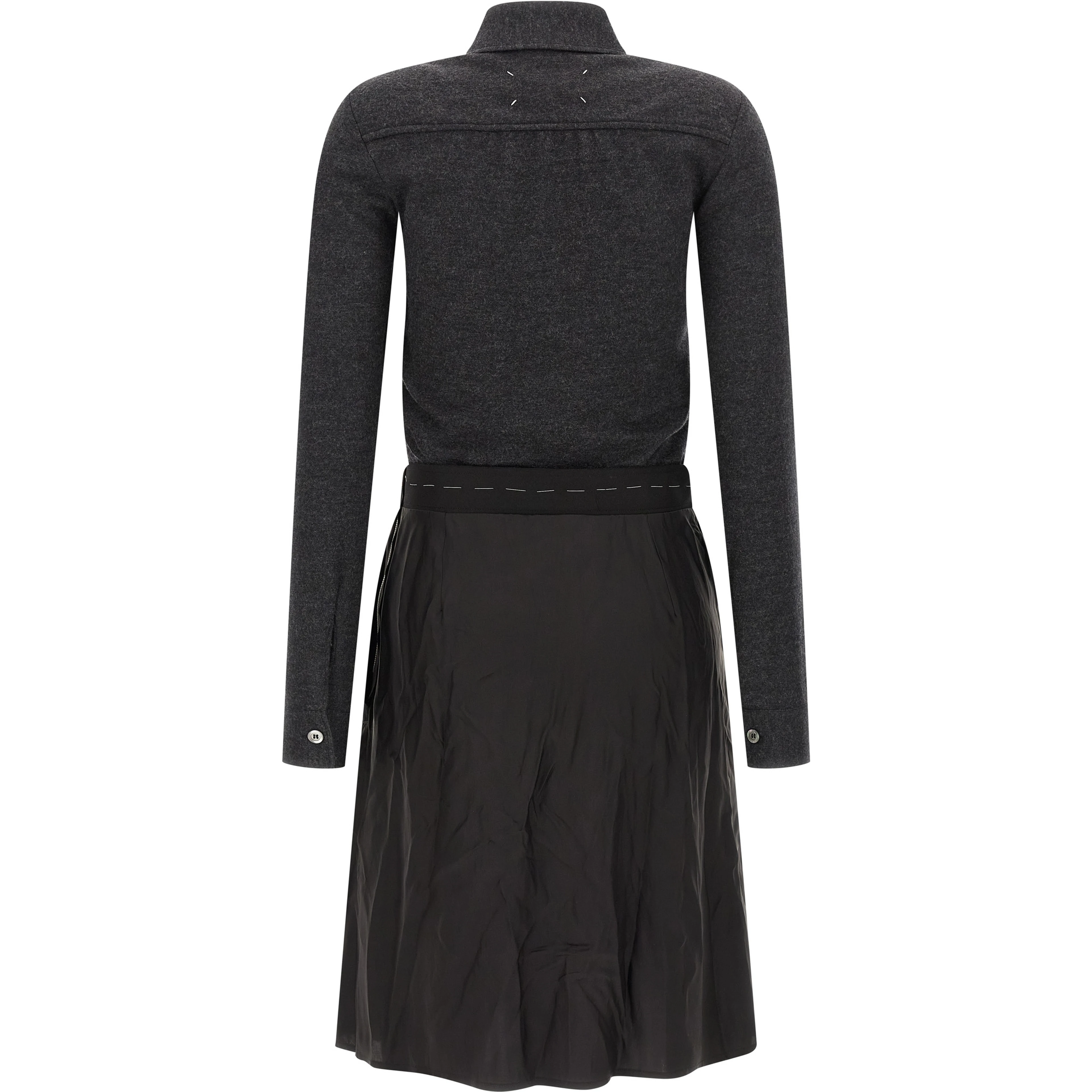 Gray Virgin Wool Midi Dress