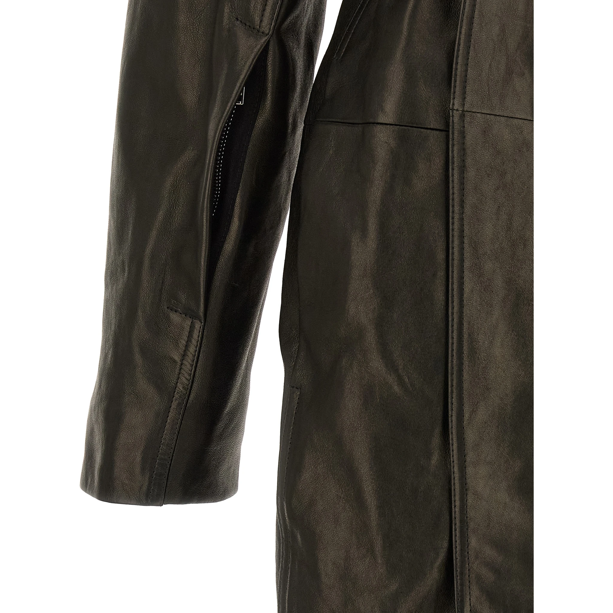 Black Lamb Leather Coat