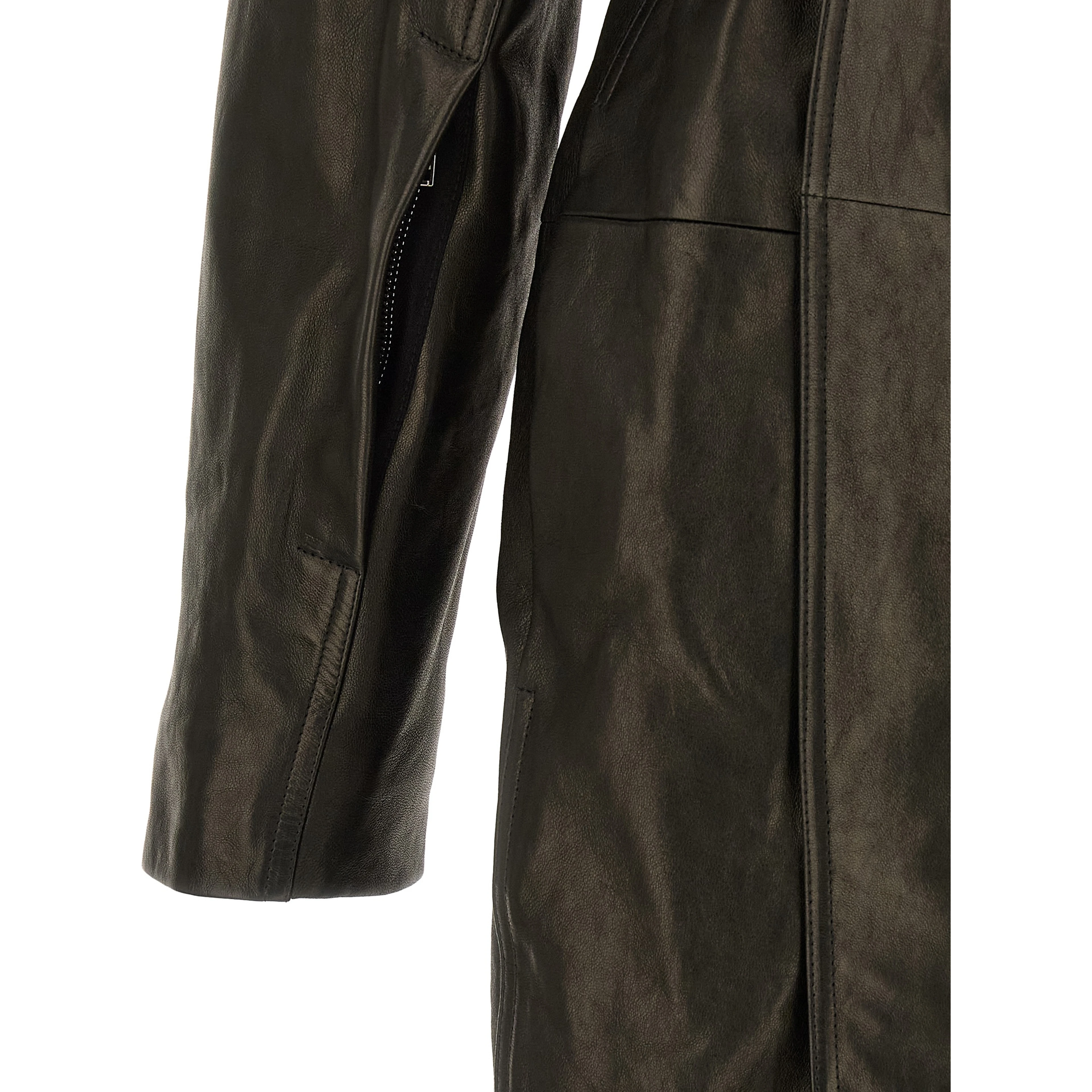 Black Lamb Leather Coat