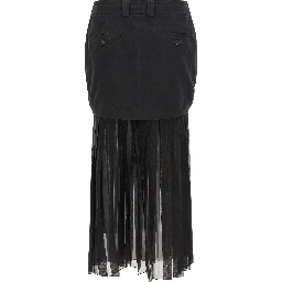 Black Silk Midi Skirt
