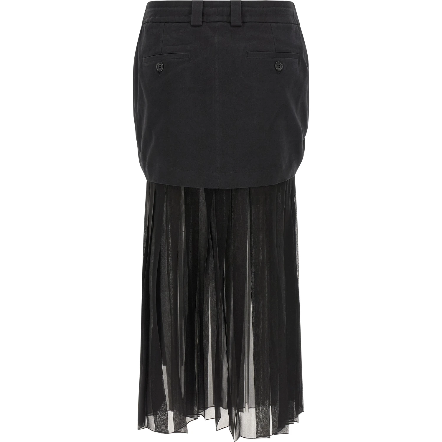 Black Silk Midi Skirt