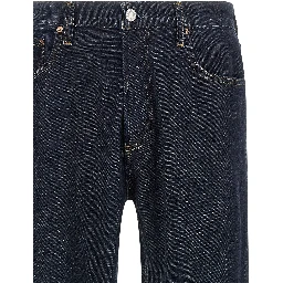 Blue Cotton Straight-Leg Jeans