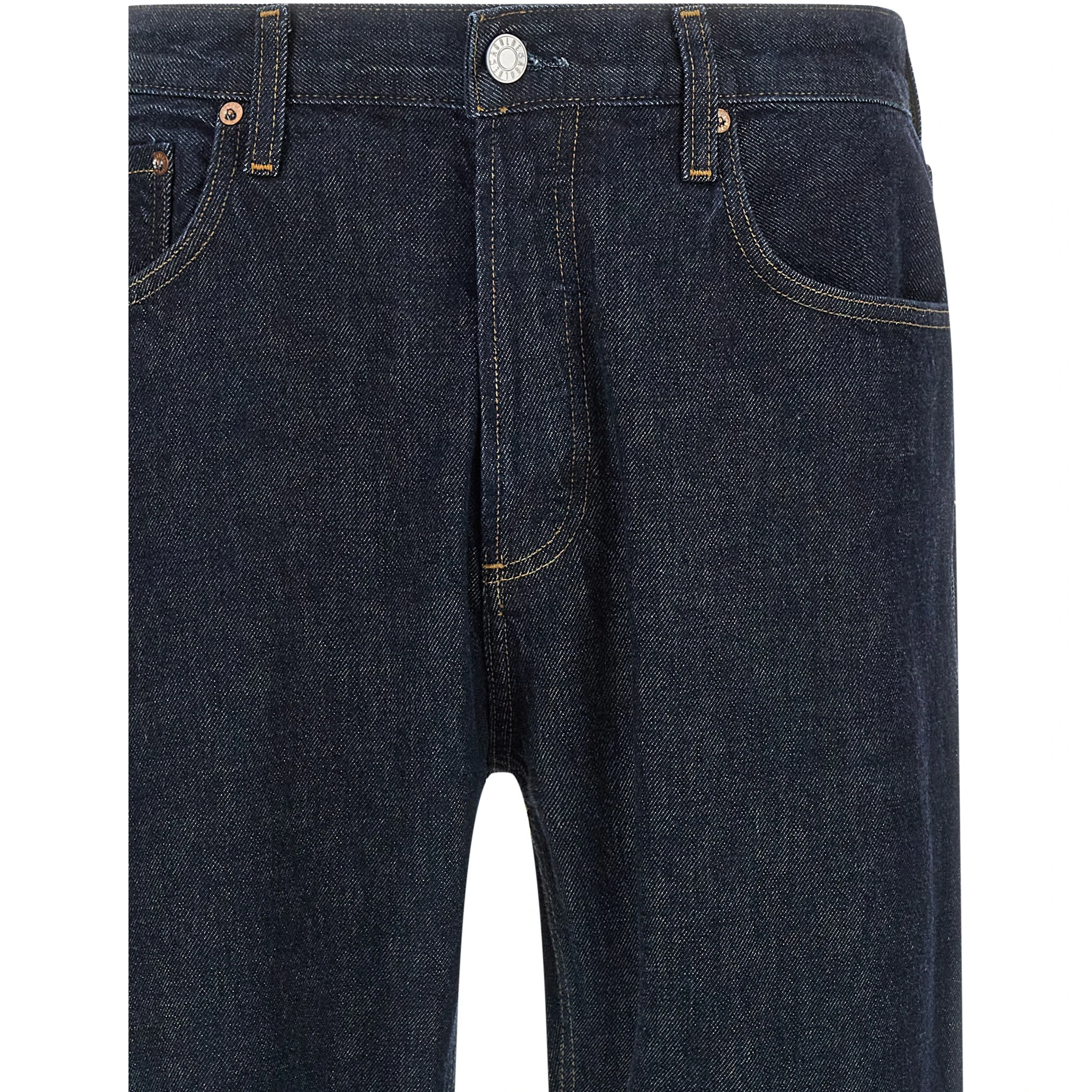 Blue Cotton Straight-Leg Jeans
