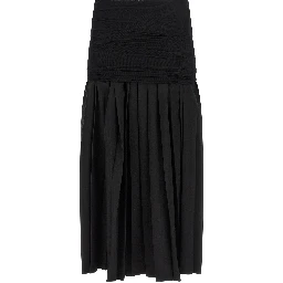Black Polyester Midi Skirt