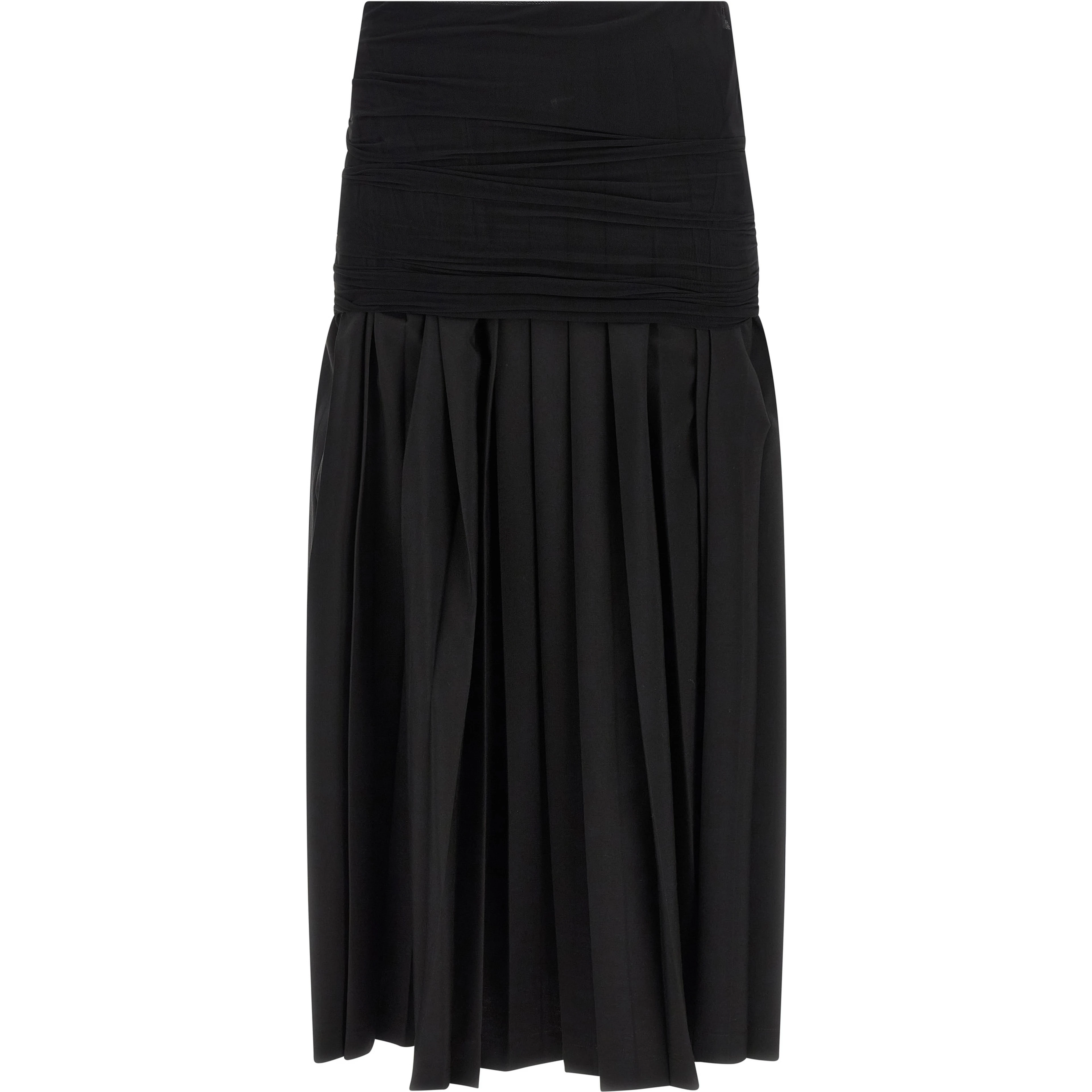 Black Polyester Midi Skirt