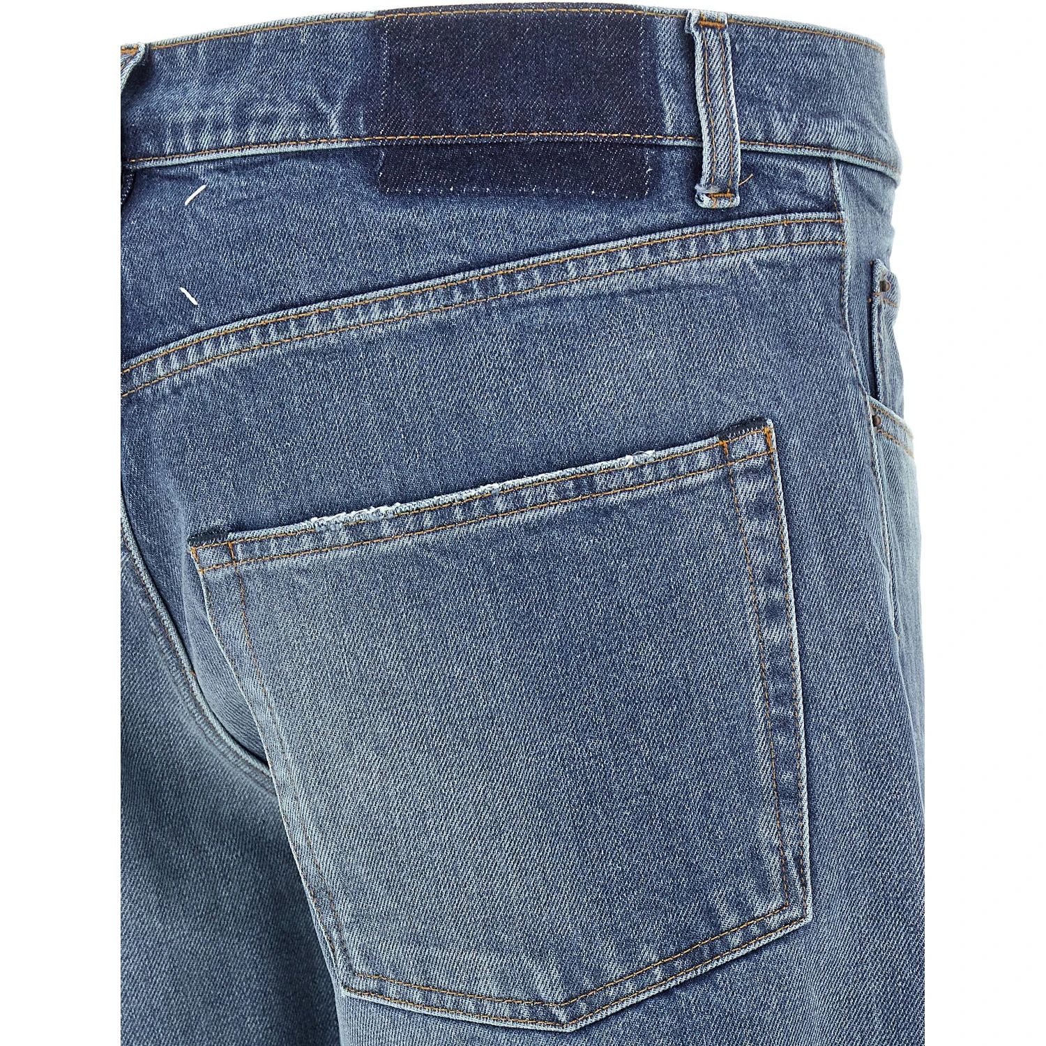 Blue Cotton Straight-Leg Jeans