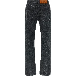 Black Cotton Straight-Leg Jeans
