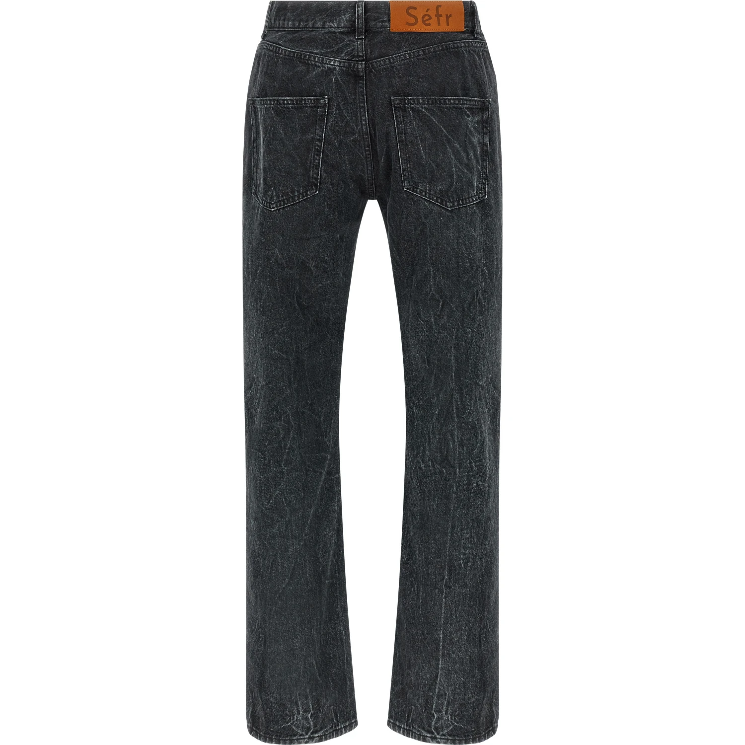 Black Cotton Straight-Leg Jeans