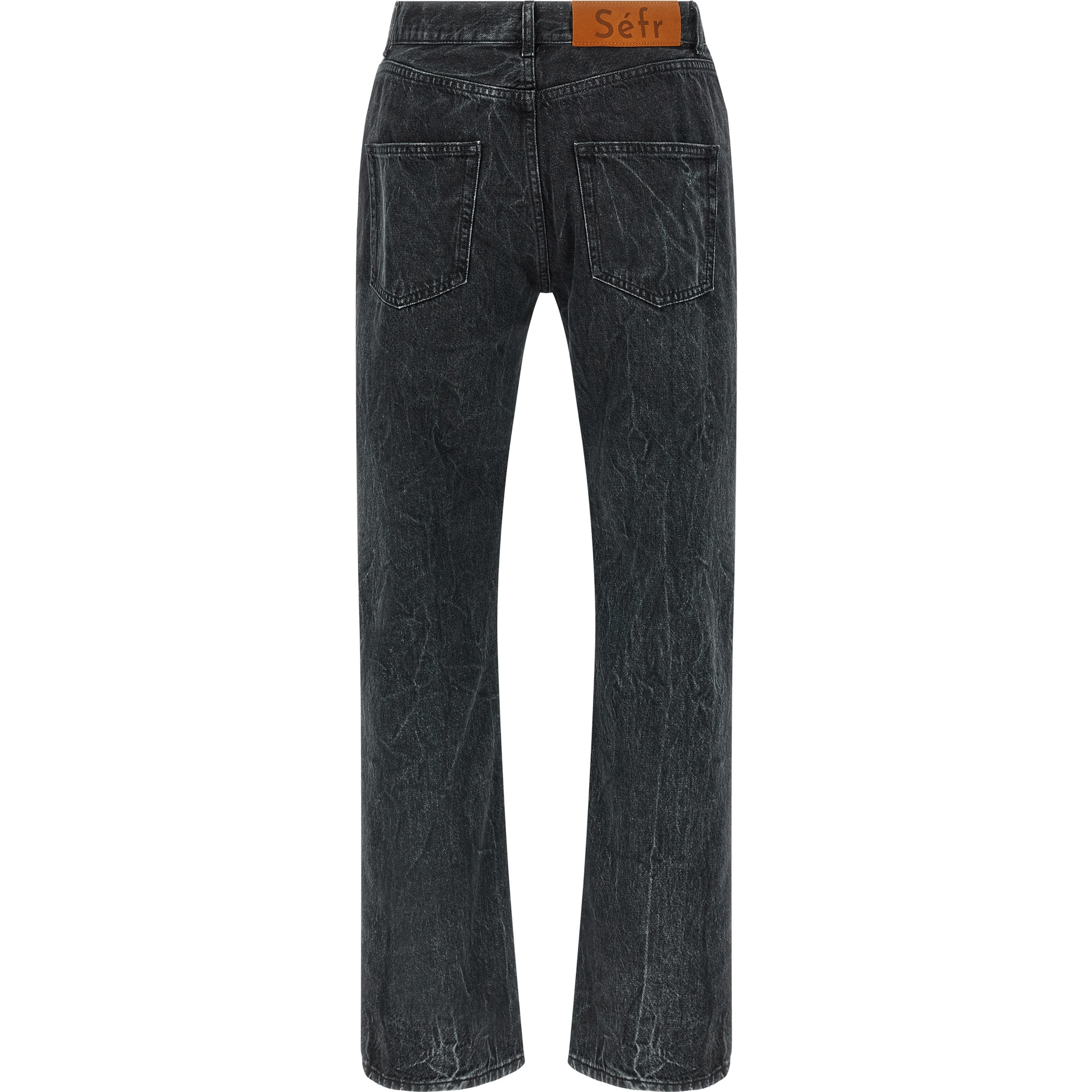 Black Cotton Straight-Leg Jeans
