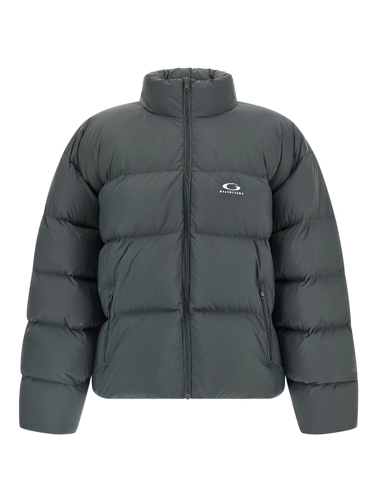Gray Polyamide Full-Length Jacket