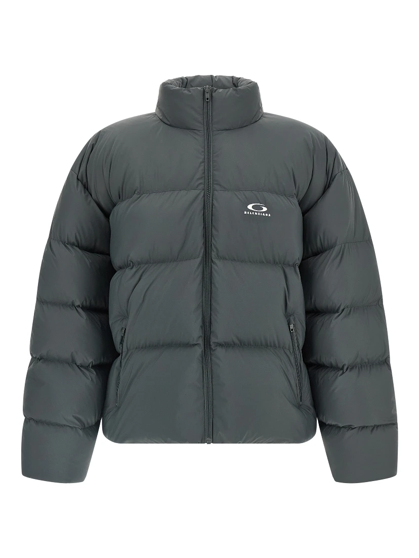Gray Polyamide Full-Length Jacket