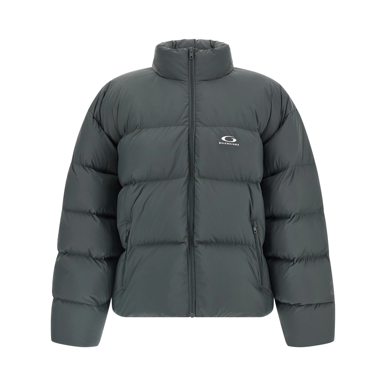 Gray Polyamide Full-Length Jacket