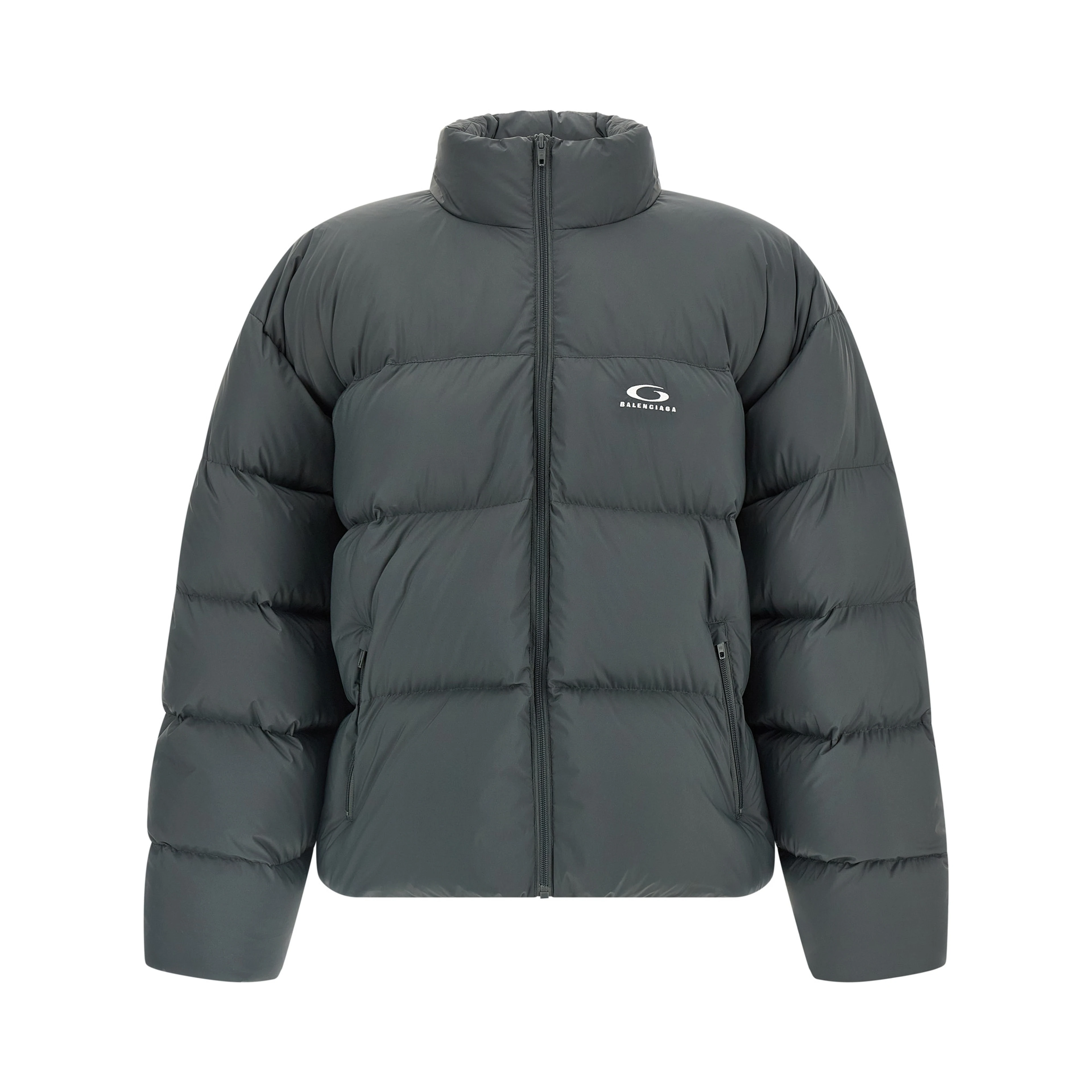 Gray Polyamide Full-Length Jacket