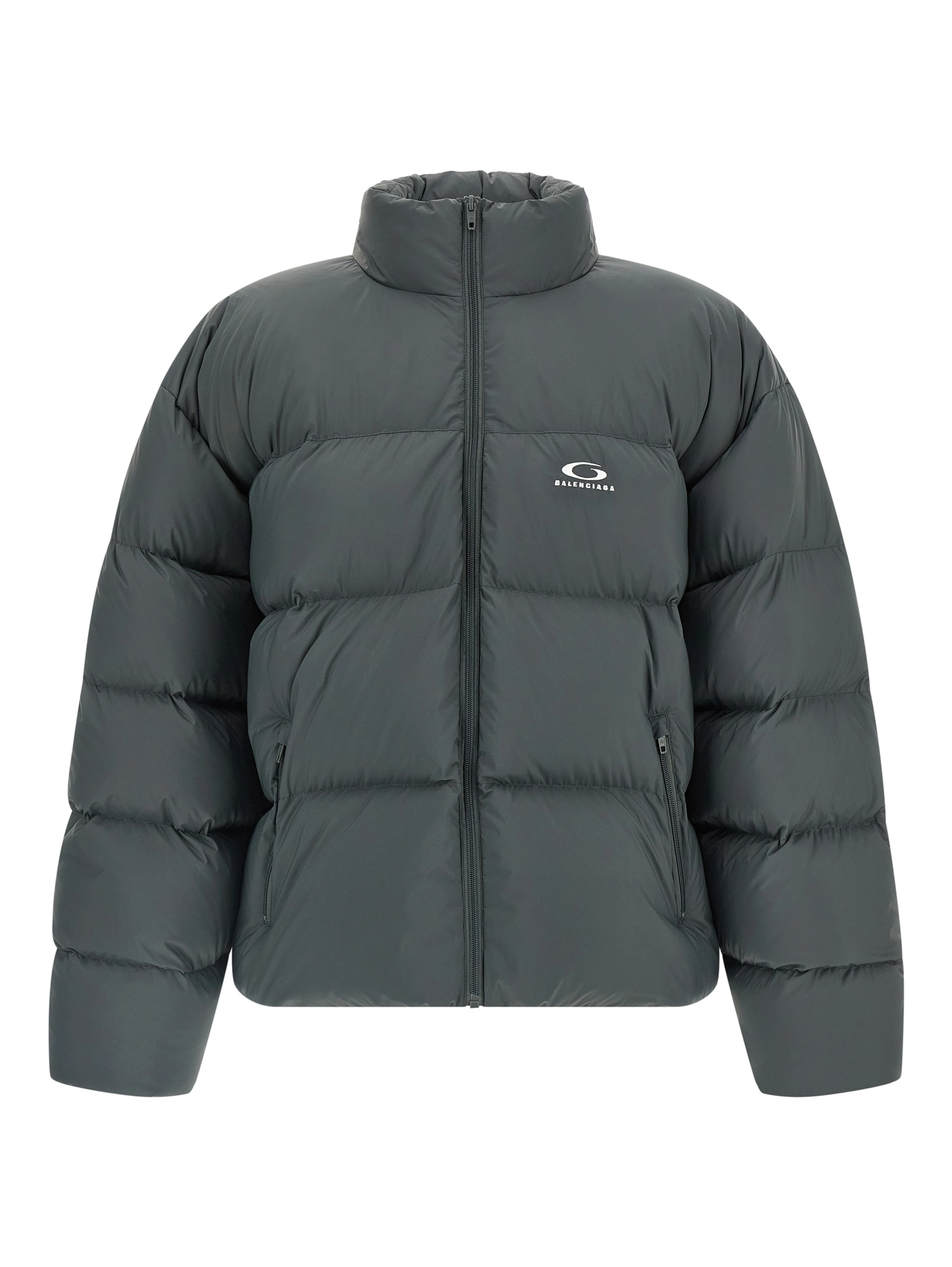 Gray Polyamide Full-Length Jacket