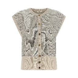 Beige Virgin Wool Sleeveless Jacket