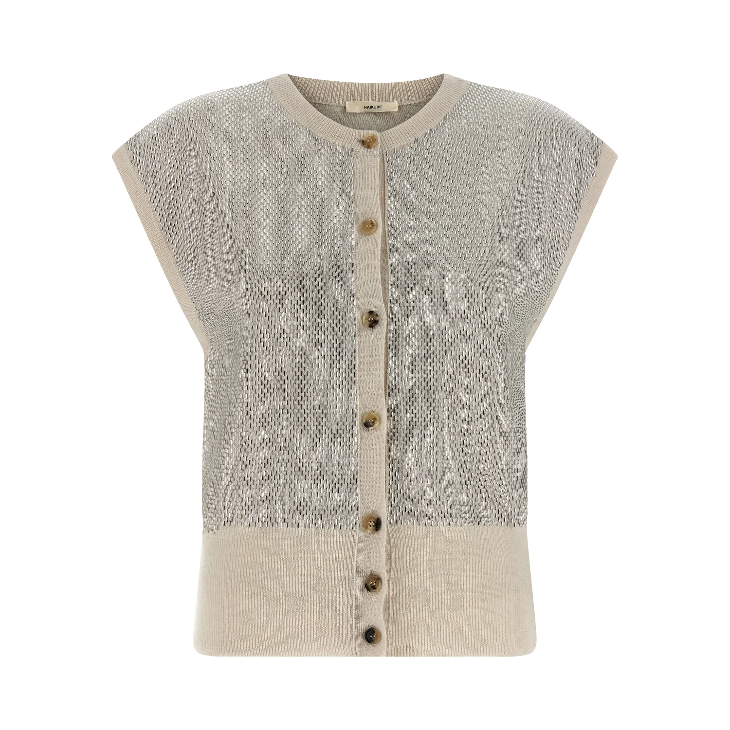 Beige Virgin Wool Sleeveless Jacket
