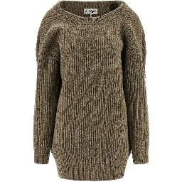 Beige Virgin Wool Short Dress