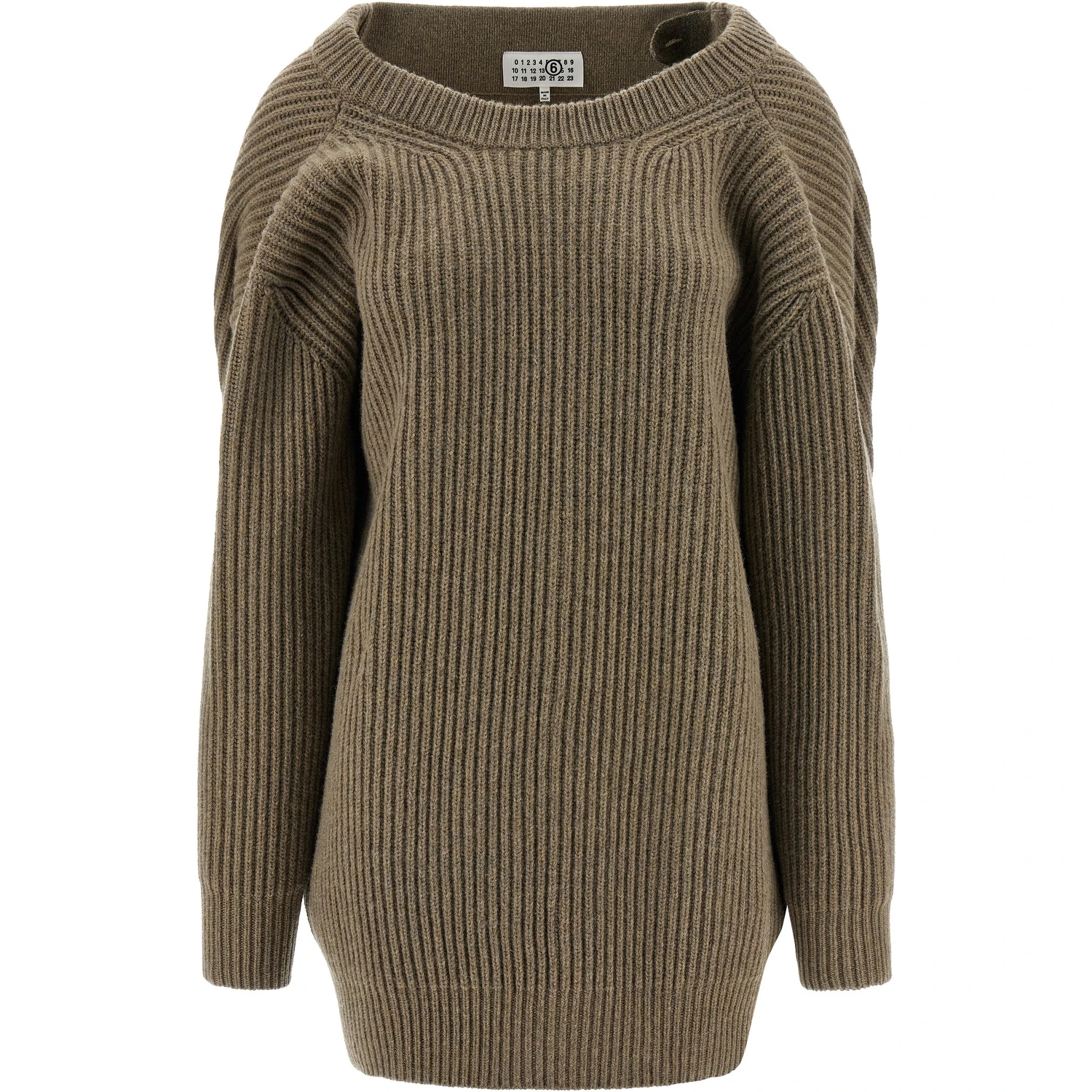 Beige Virgin Wool Short Dress