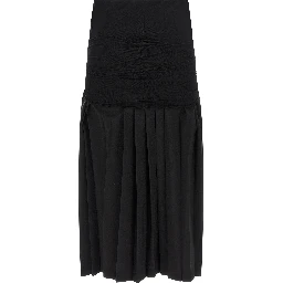 Black Polyester Midi Skirt