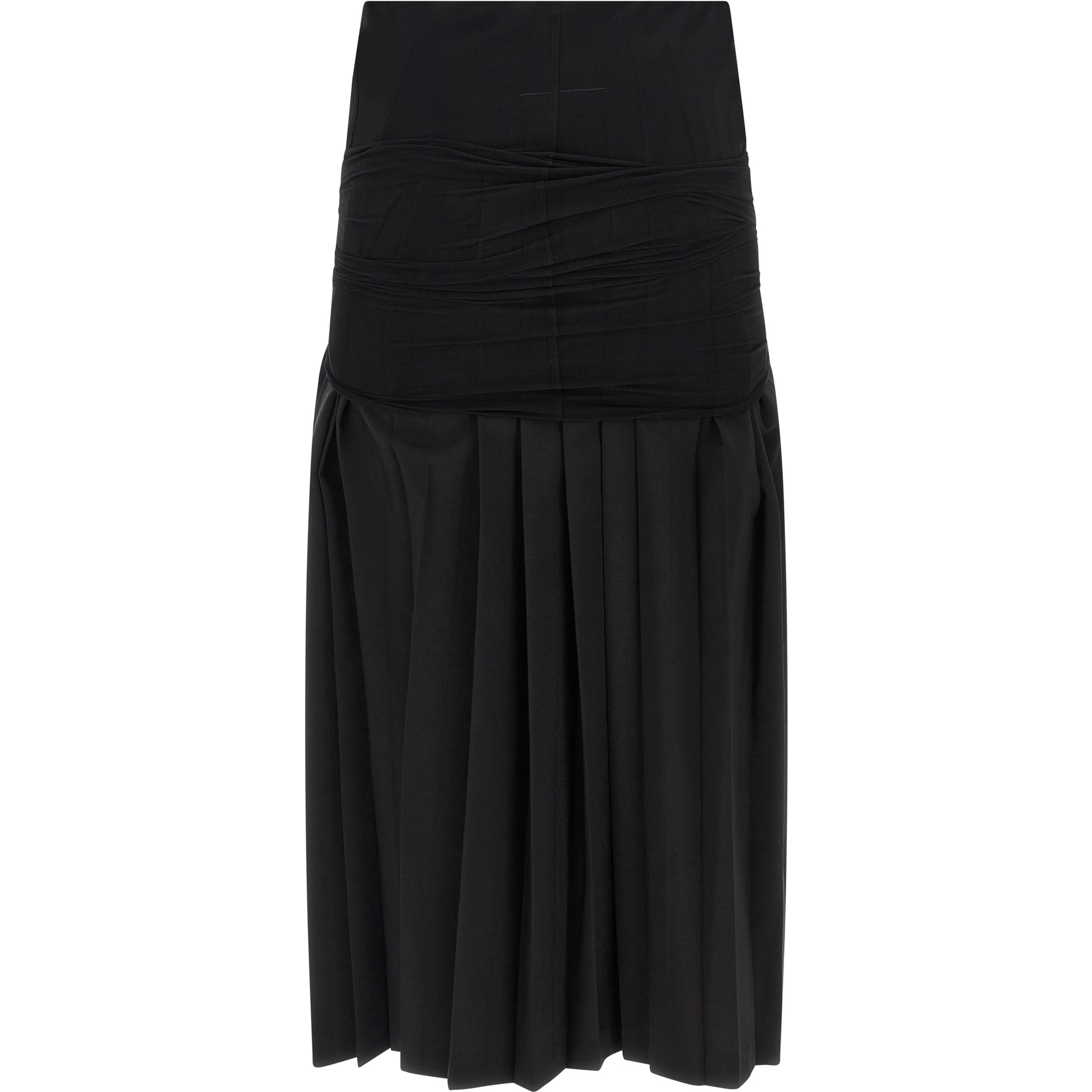 Black Polyester Midi Skirt