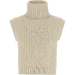 White Merino Wool Sleeveless Jacket