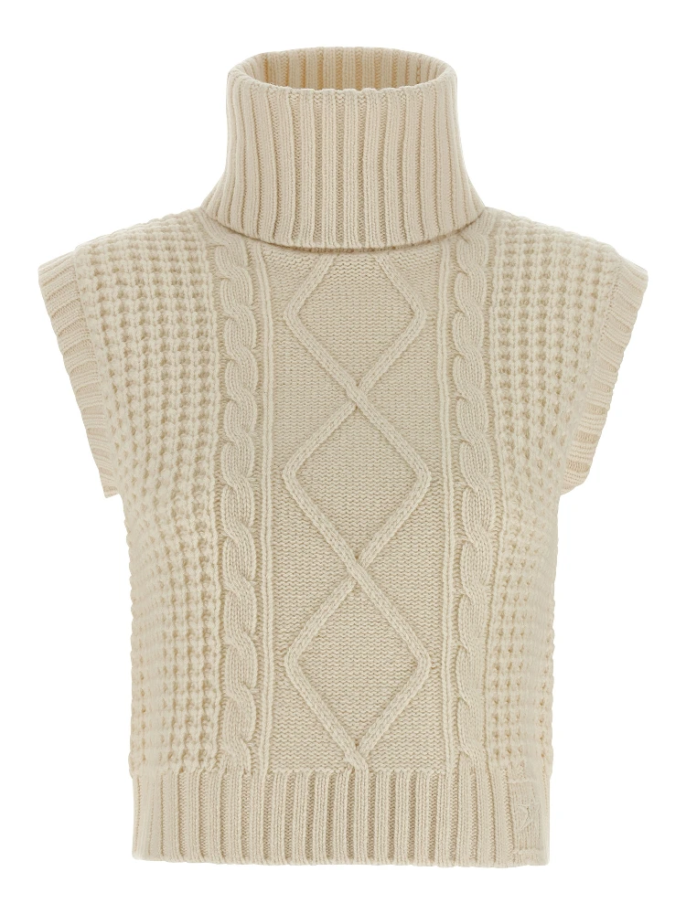 White Merino Wool Sleeveless Jacket