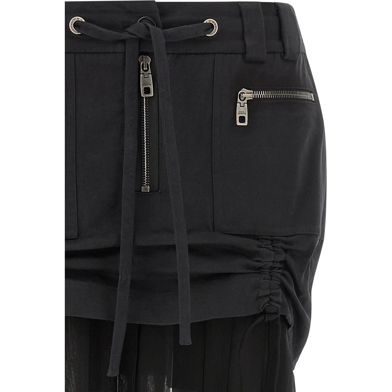 Black Silk Midi Skirt