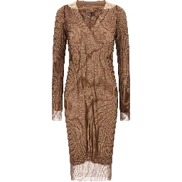 Beige Polyamide Midi Dress