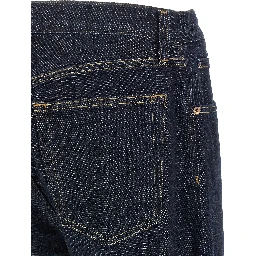 Blue Cotton Straight-Leg Jeans