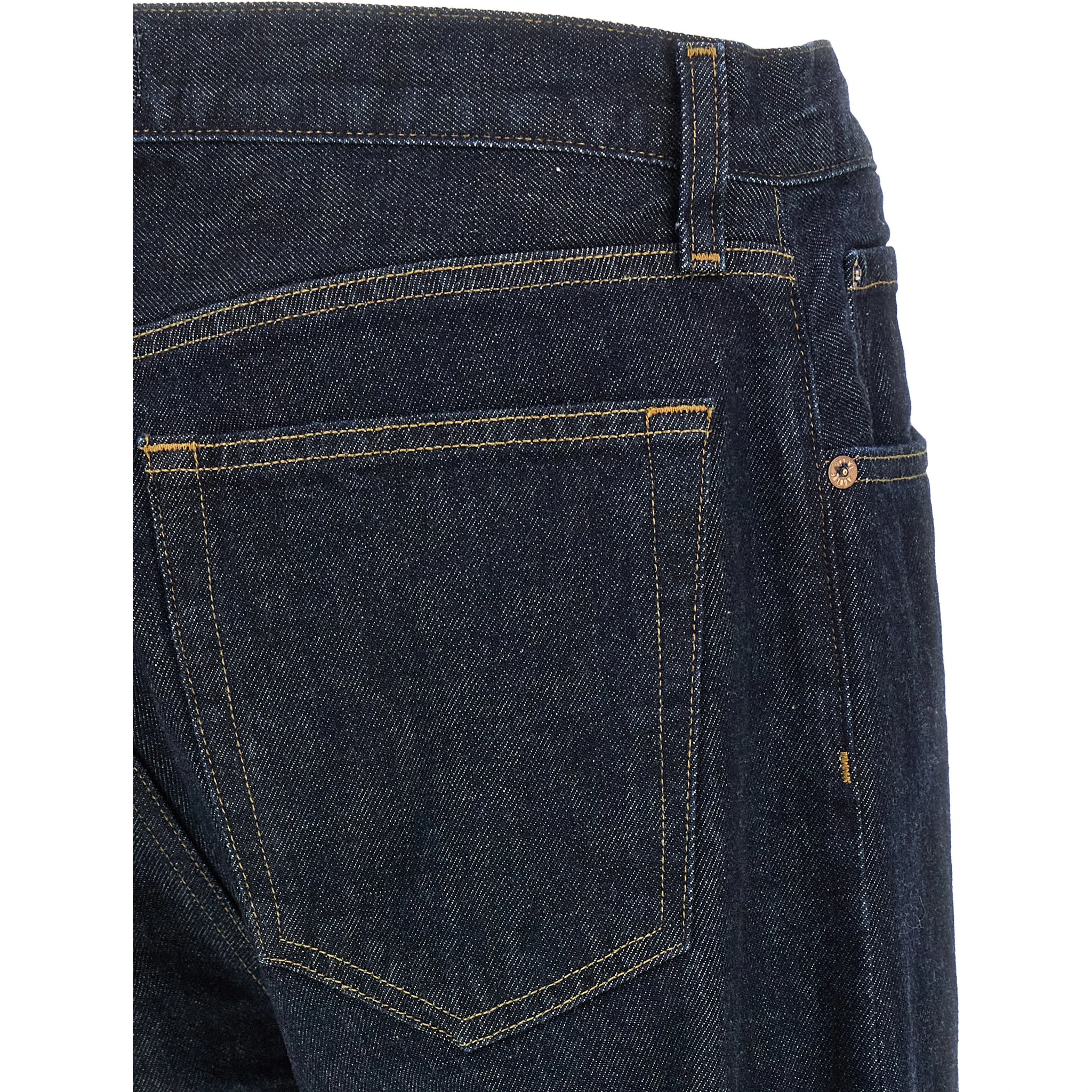Blue Cotton Straight-Leg Jeans