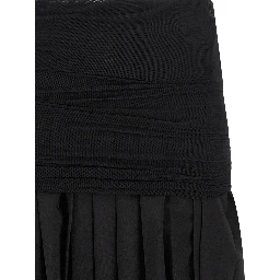 Black Polyester Midi Skirt