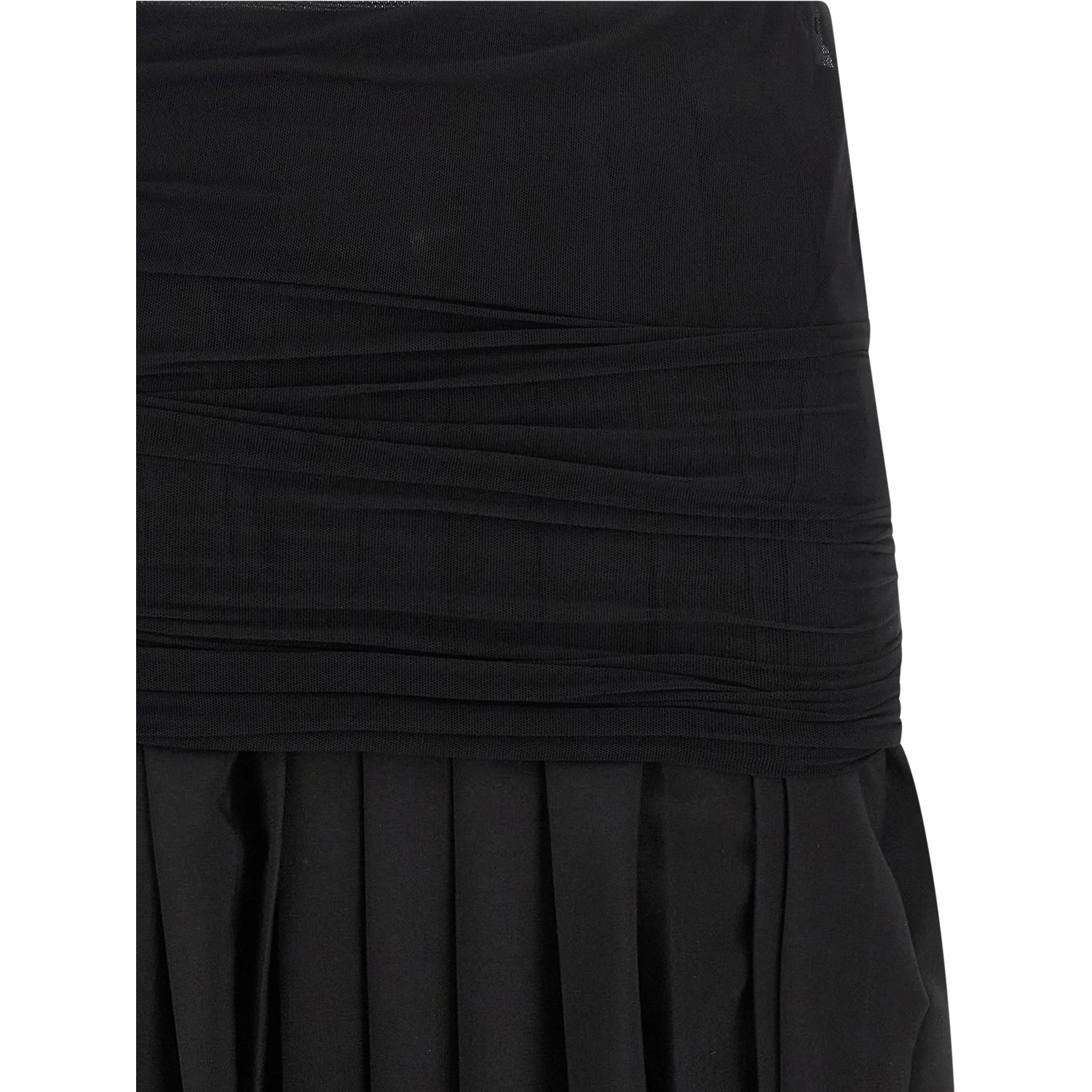 Black Polyester Midi Skirt