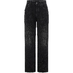 Black Cotton Straight-Leg Jeans