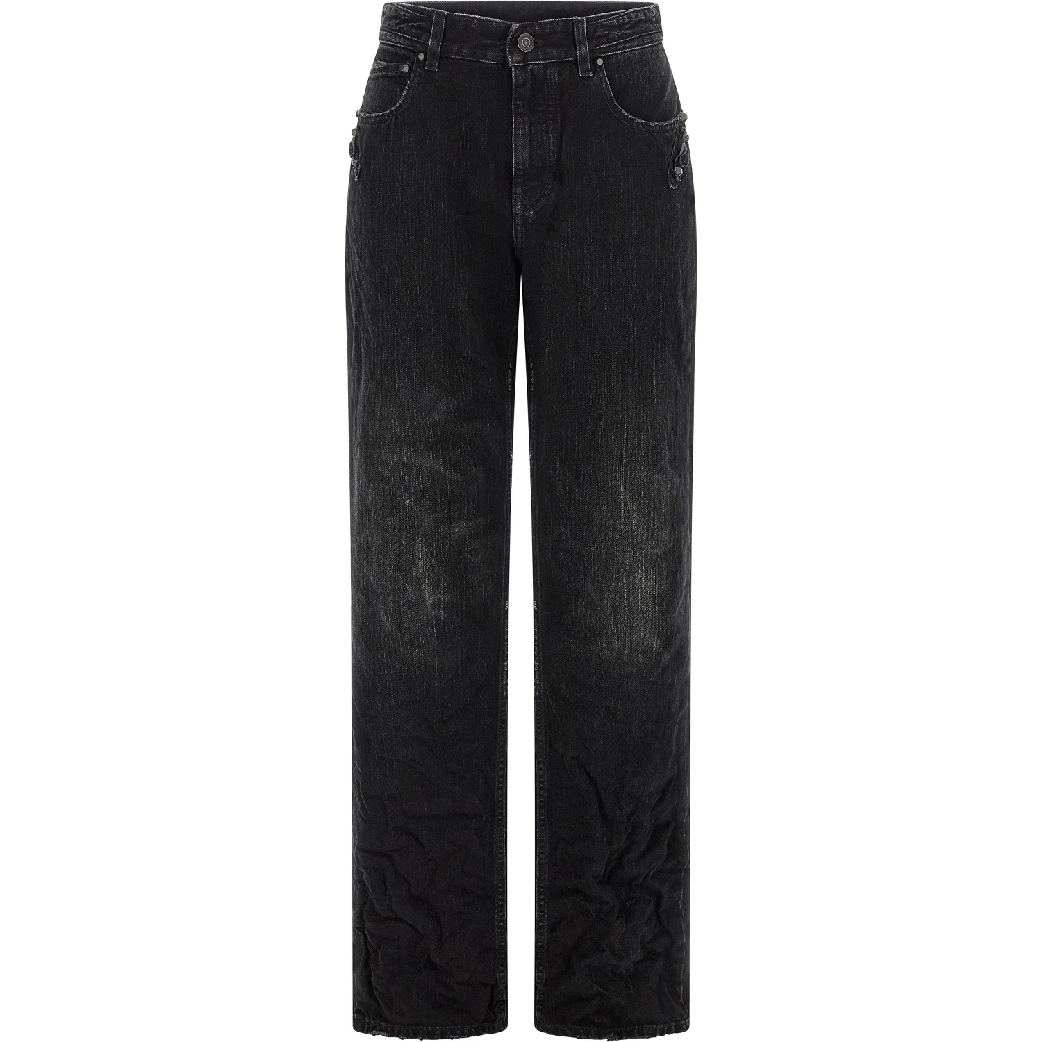 Black Cotton Straight-Leg Jeans