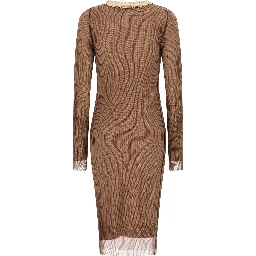 Beige Polyamide Midi Dress