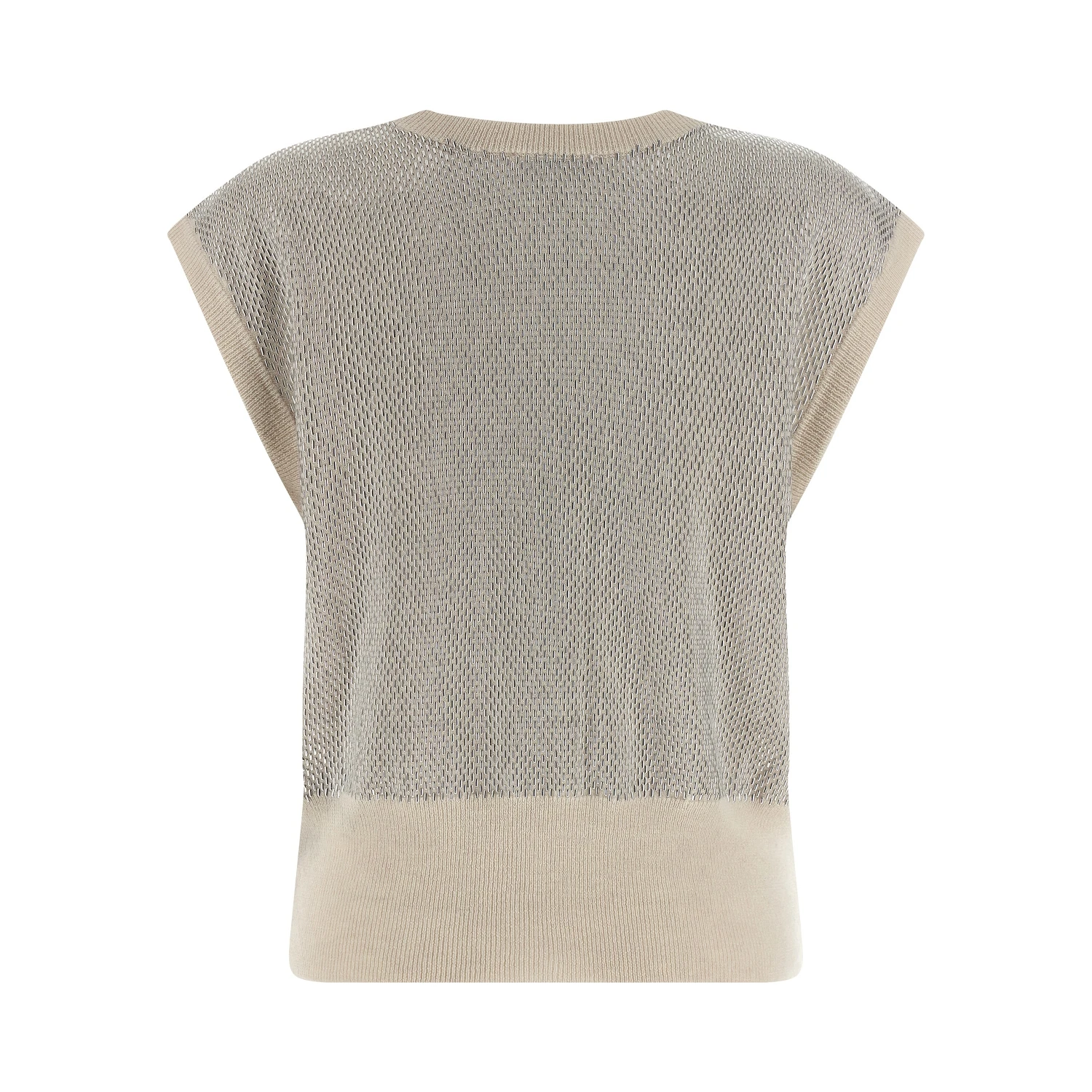 Beige Virgin Wool Sleeveless Jacket