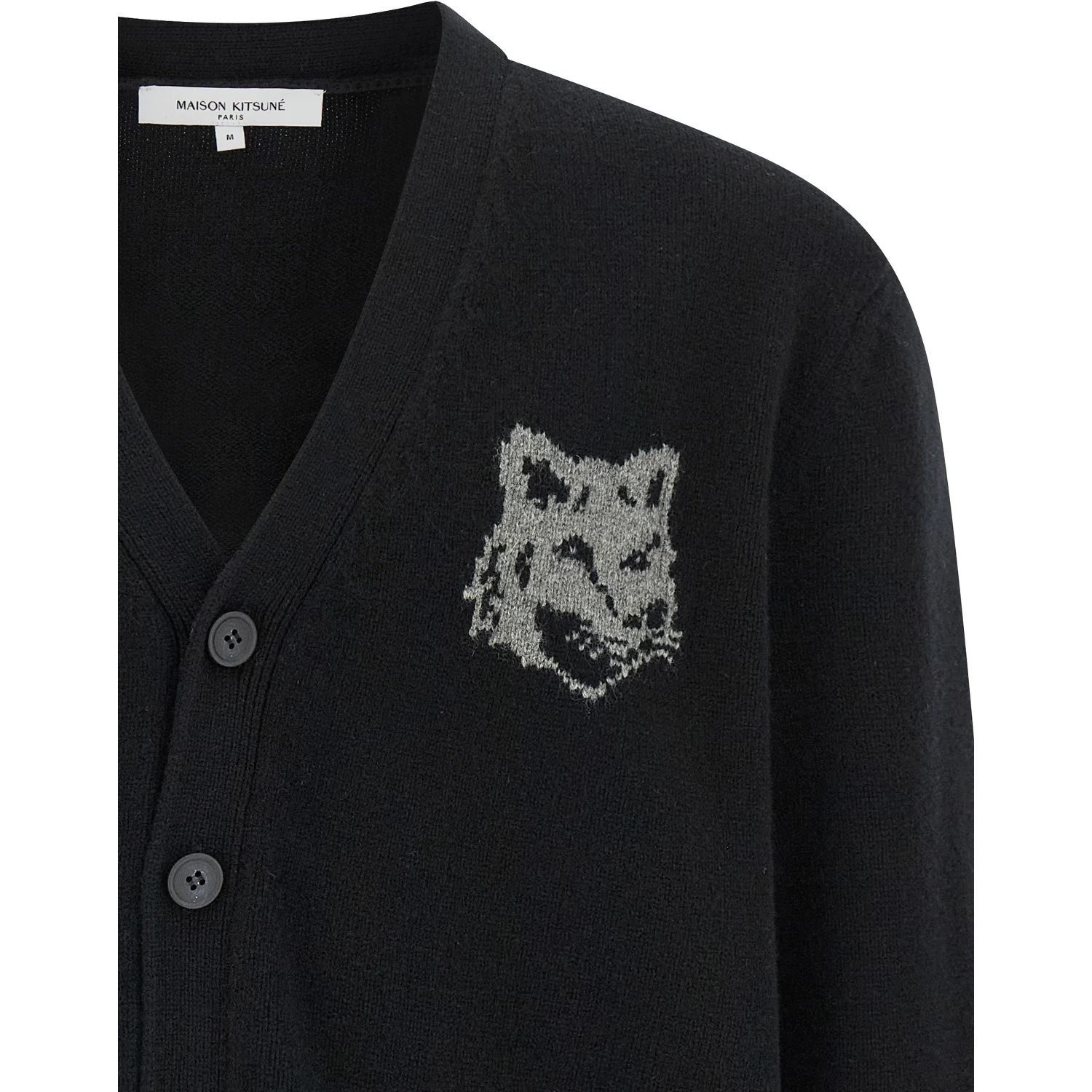 Black Merino Wool Cardigan