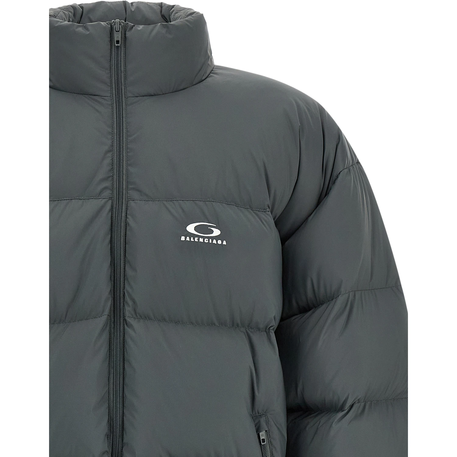 Gray Polyamide Full-Length Jacket