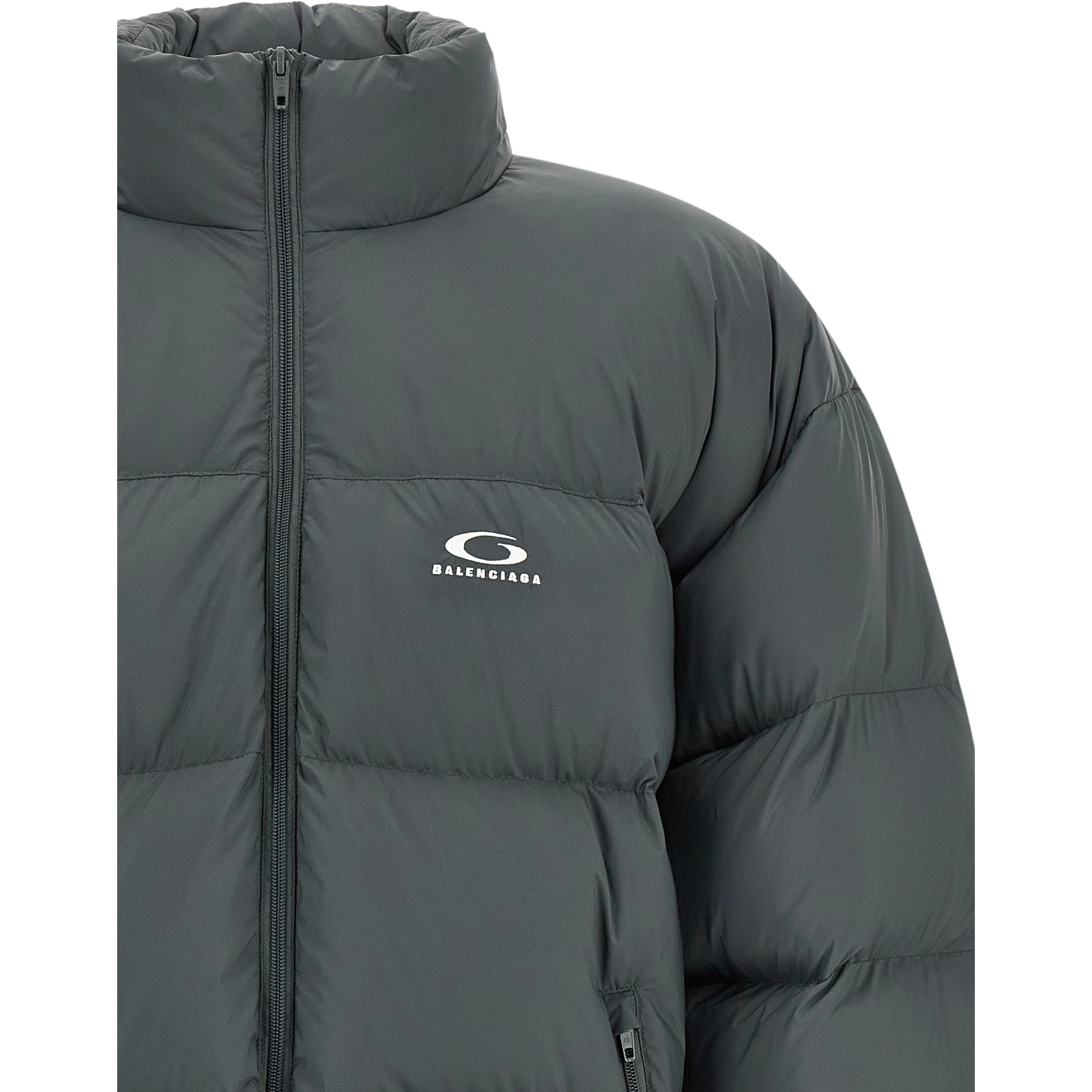 Gray Polyamide Full-Length Jacket