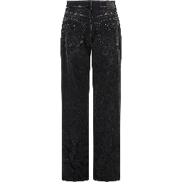 Black Cotton Straight-Leg Jeans