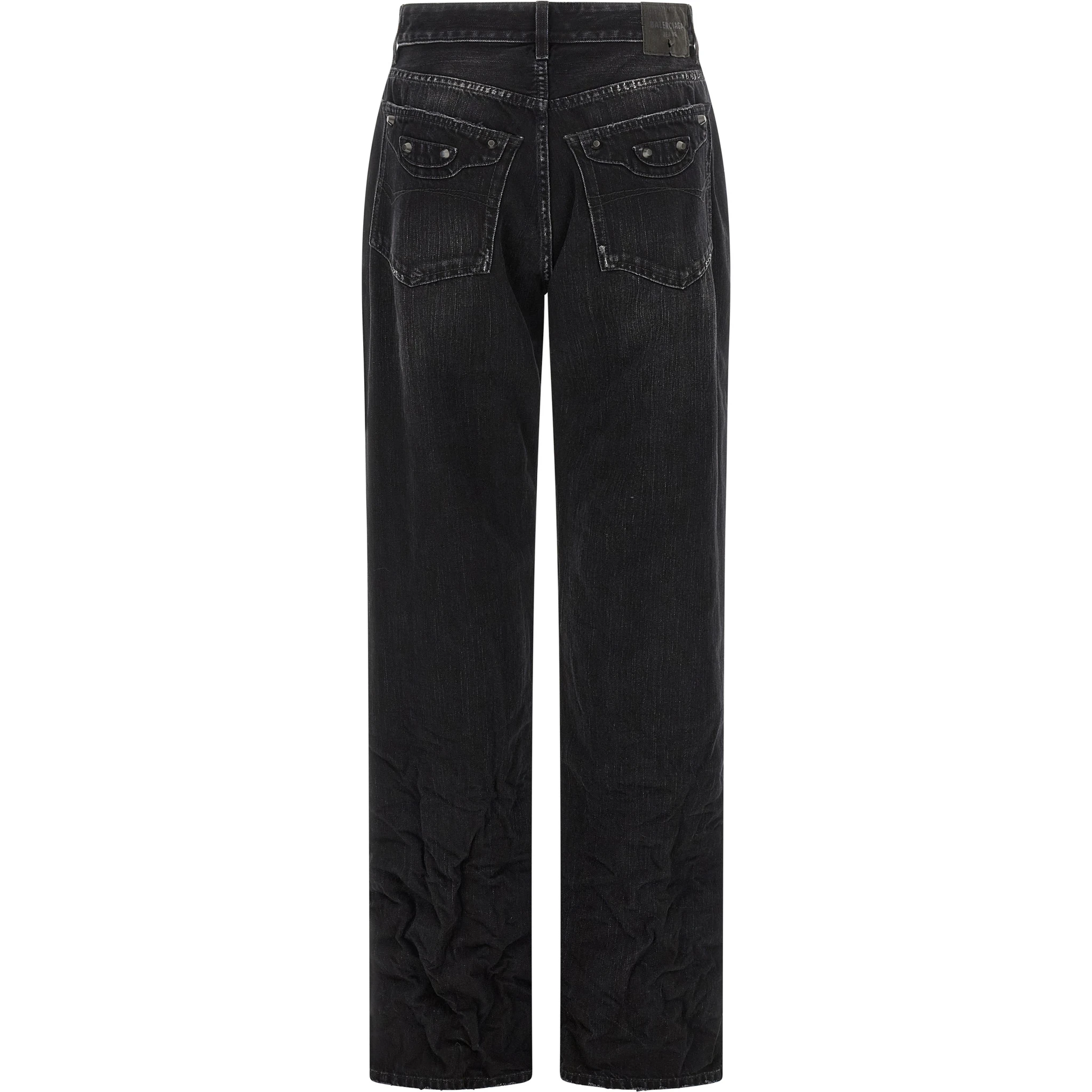 Black Cotton Straight-Leg Jeans
